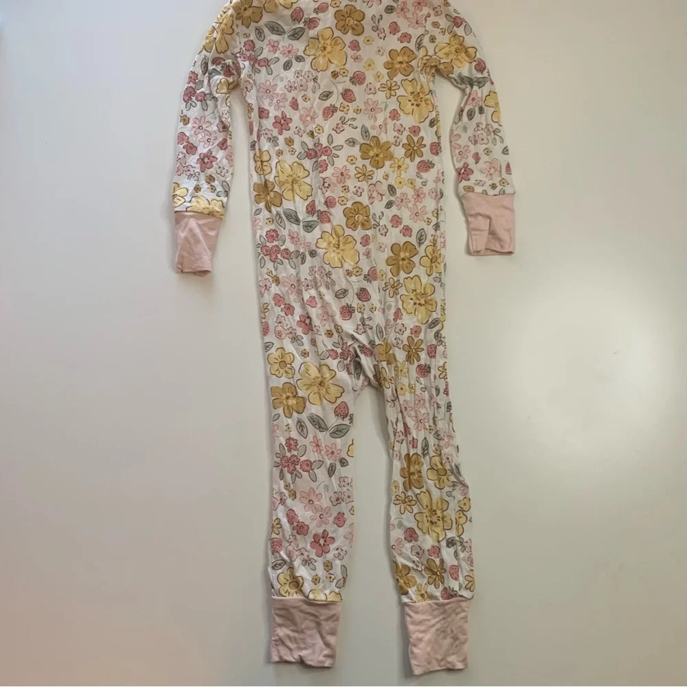 Floral Kids Footie‎ Pajama - Pink and Yellow - Picture 4 of 4